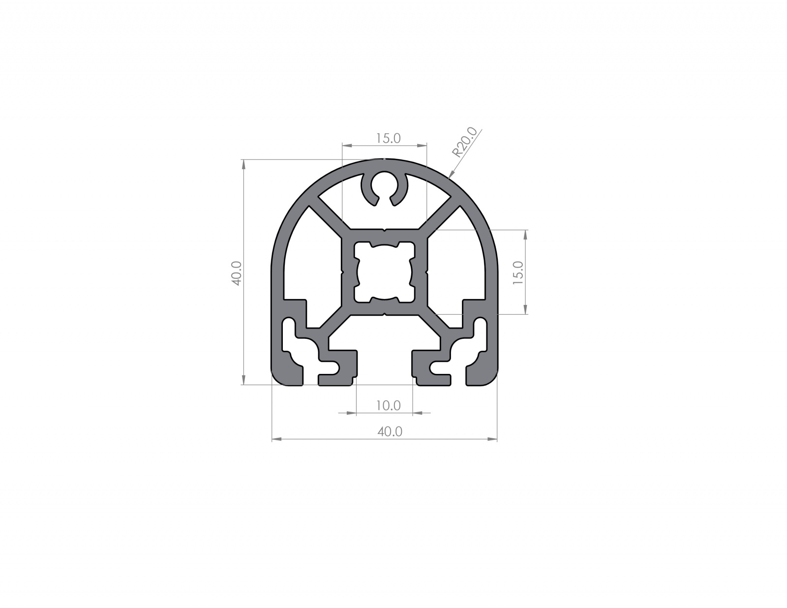 Aluminum profile half-round profile slot 10 B-type